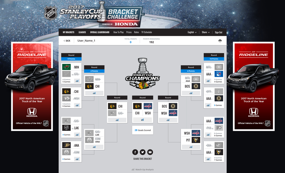 NHL Bracket Challenge Product Detail