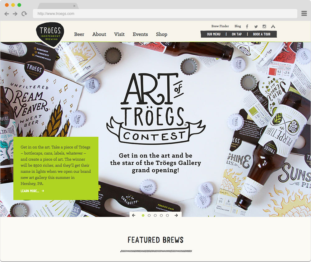 Troegs home page design example
