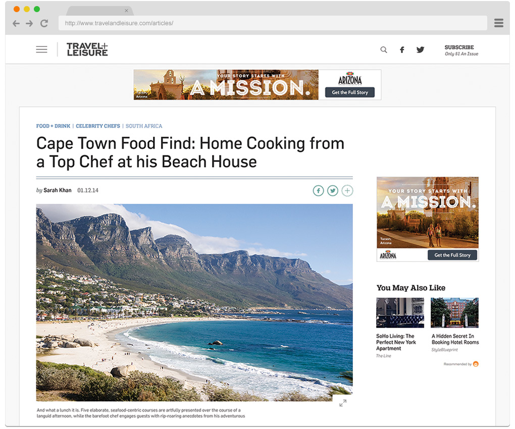 Travel + Leisure article example