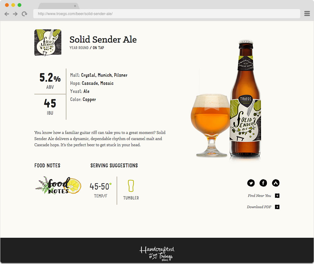 Troegs beer page design example