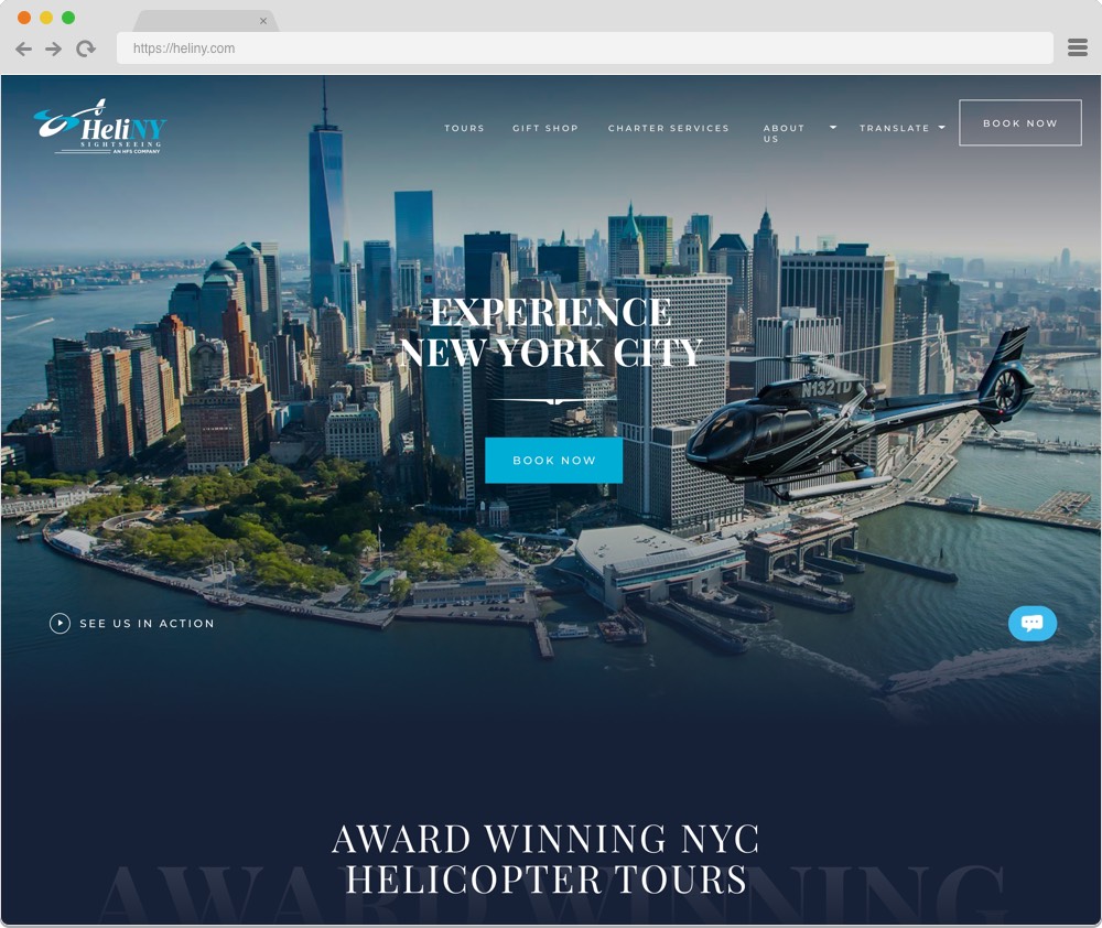 HeliNY.com home page design example
