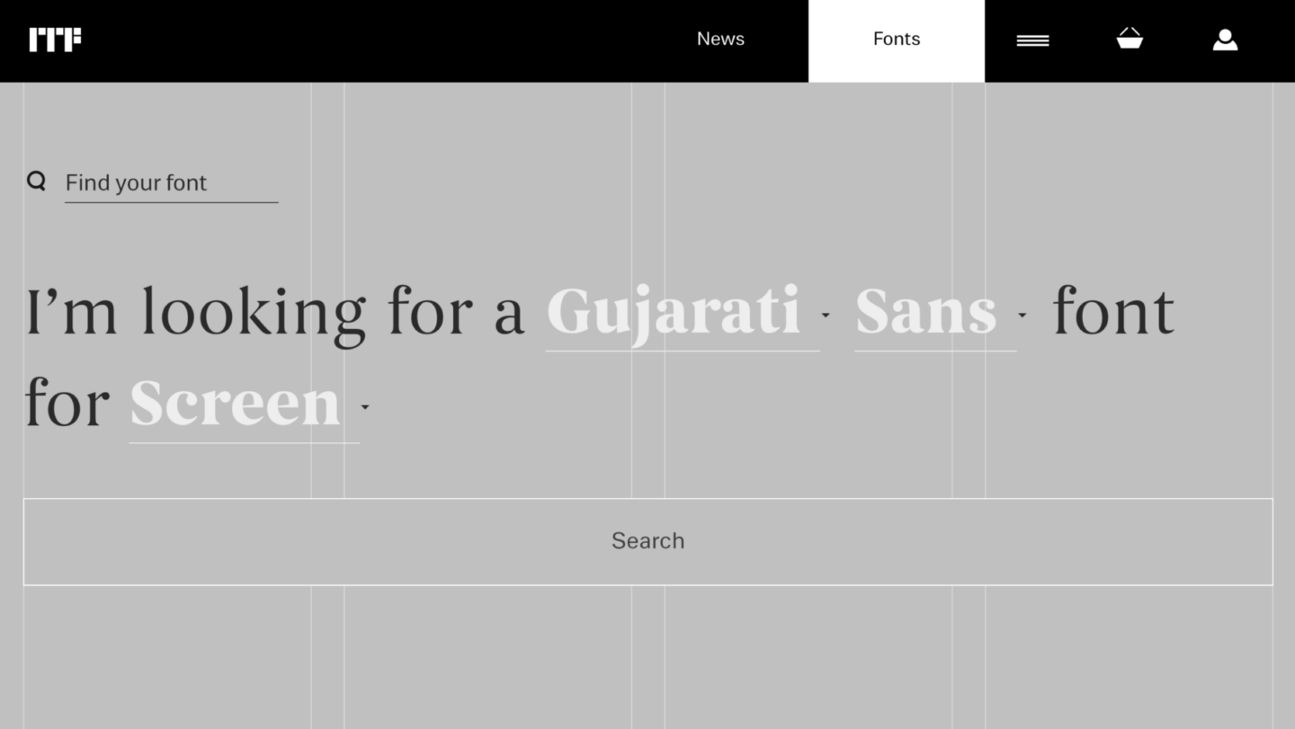 Search Tool on Indian Type Foundry website